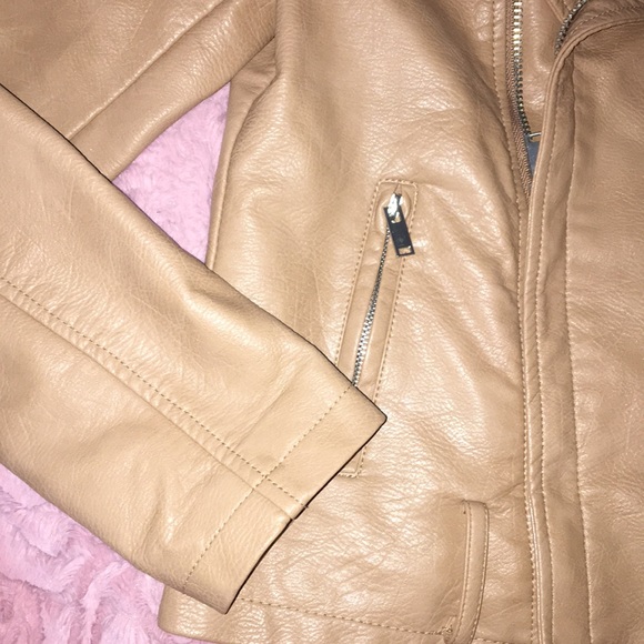 Tan brown faux leather jacket - Picture 3 of 7
